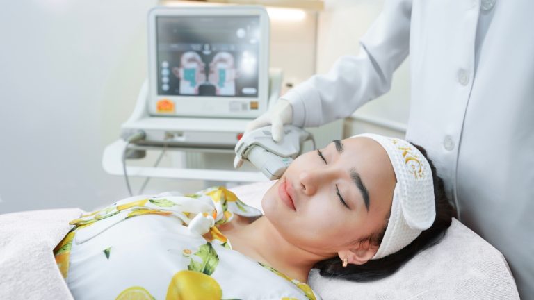Client receiving Ultherapy treatment at KKC Clinic
