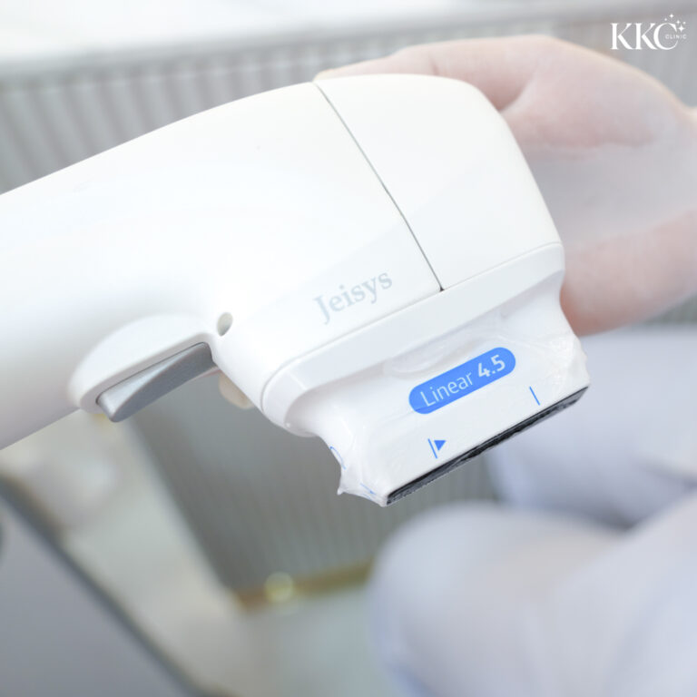 ภาพระยะใกล้ของหัวเครื่อง Jeisys Hybrid Linear HIFU หัว 4.5 มม. สำหรับยกกระชับชั้นลึก